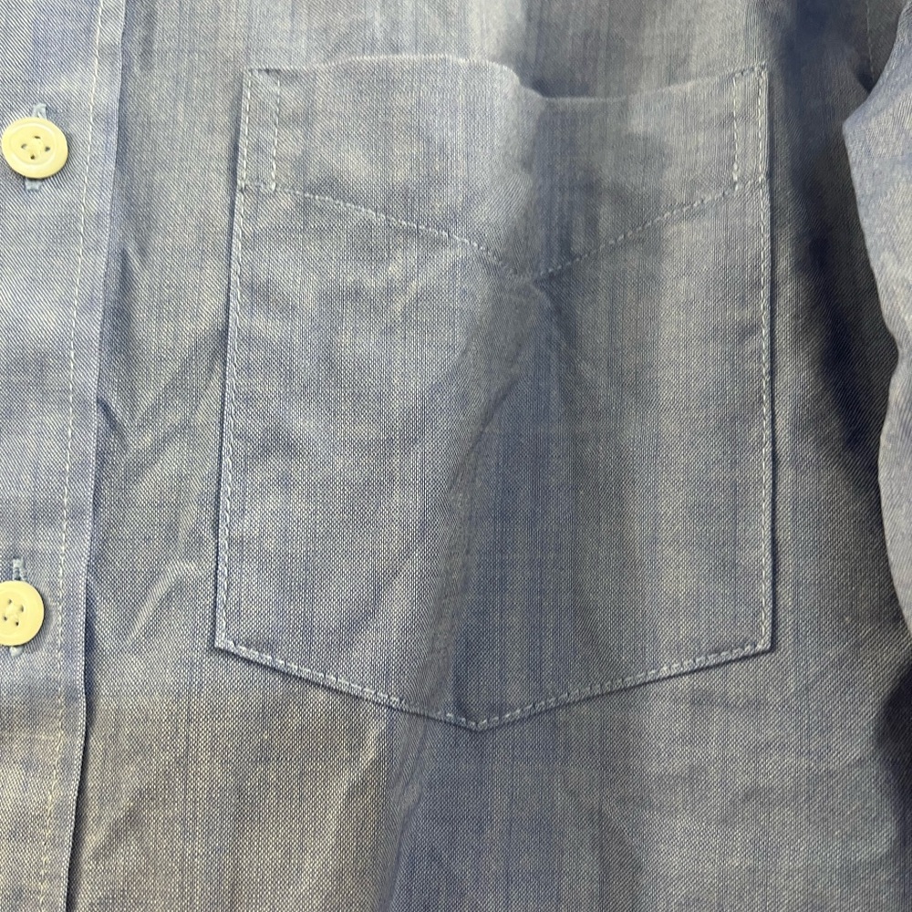 Wool & Prince Worsted Wool Flannel Shirt Men Slim Fit Button-Down blue z. - Picture 11 of 12